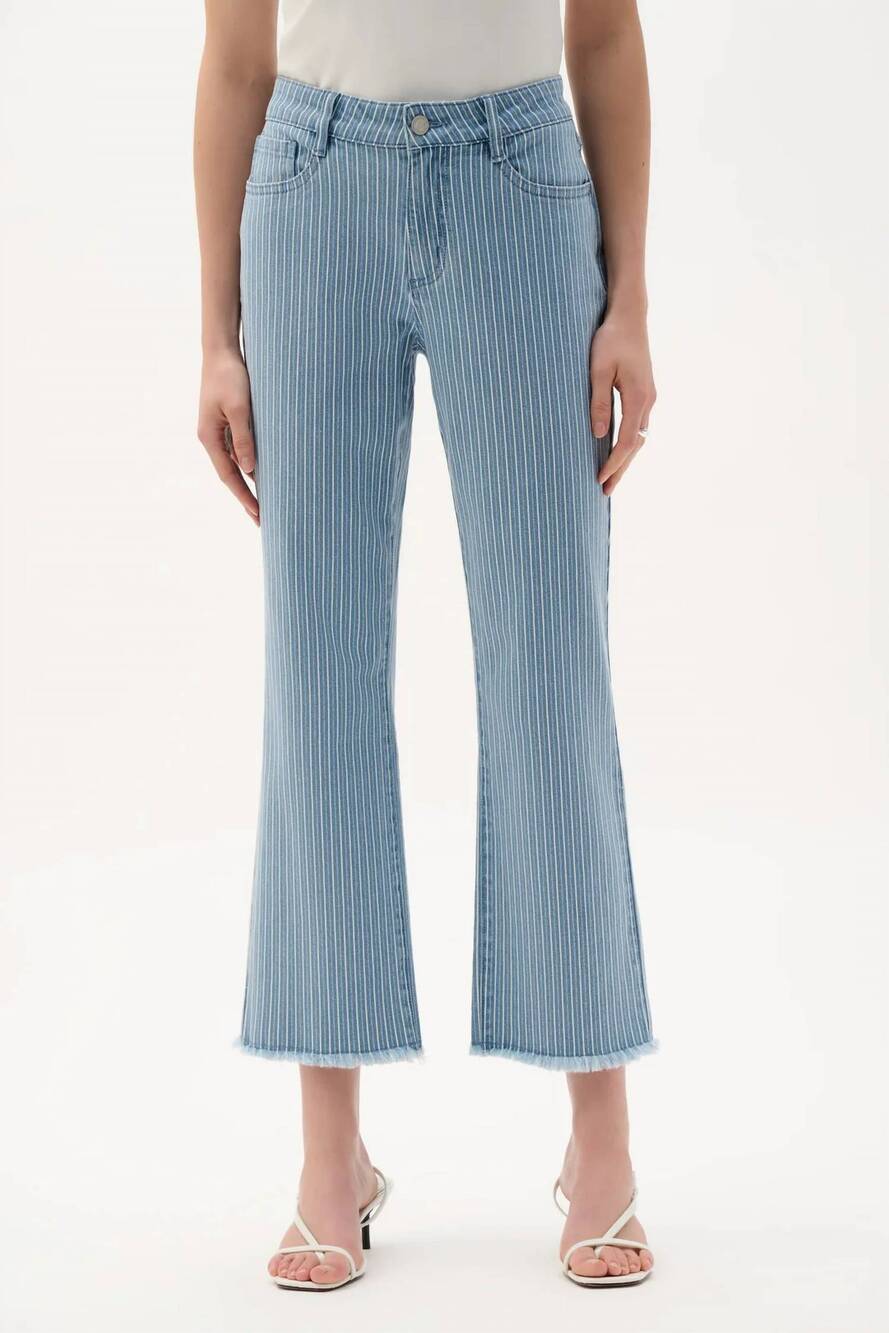 NEW JOSEPH RIBKOFF denim stripe print jeans in blue/white